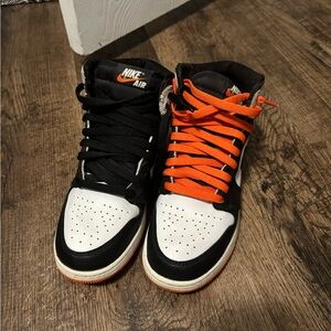 Nike High-Top Sneakers - Black, White & Orange Laces